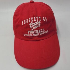 Vintage Coors Light Hat Strapback Red White Football Beer Advertising Promo Men